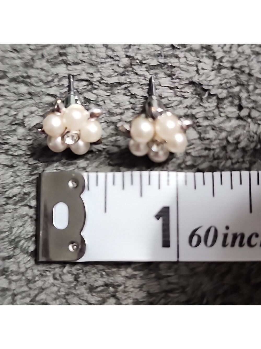 Pearl & Rhinestone Flower Earrings - Picture 5 of 5